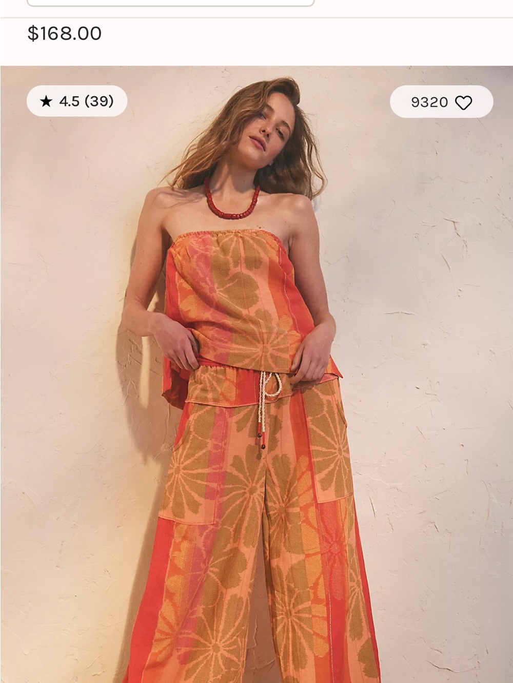 Free People Floral Strapless Wide-Leg pants in Orange and Pink NWOT